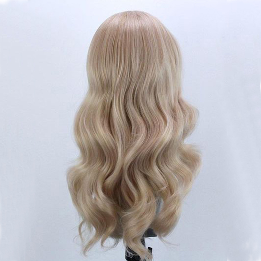 Peruca longa ondulada loira sintética com renda frontal para mulheres Gloden Blonde Drag Queen Wig