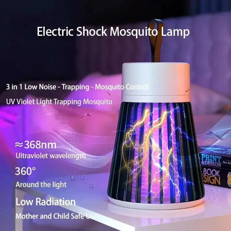 Lámpara antimosquitos de descarga eléctrica, repelente de insectos con enchufe directo USB, para dormitorio y exteriores, trampa antimoscas para mosquitos