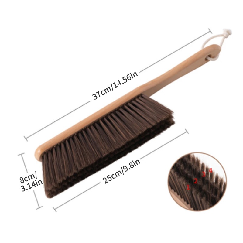 Brosse de lit à Long manche, manche en bois, brosse de balayage de lit en bois massif, brosse à tapis, brosse à poils souples 1 pièce