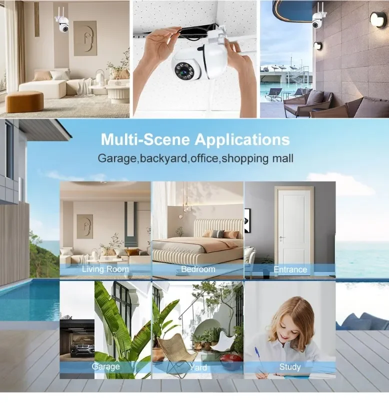 Telecamera CCTV Wifi Telecamere di sorveglianza di sicurezza wireless Esterna Zoom digitale 4X Notte a colori AI Smart Tracking Audio bidirezionale IP66