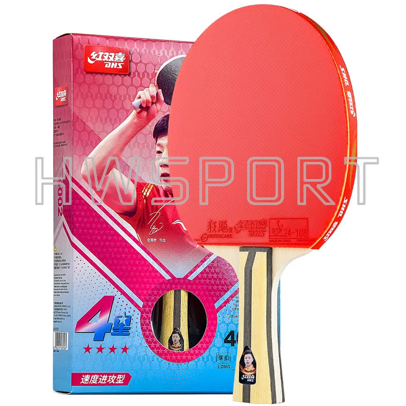DHS H4002 4 Star Table Tennis Racket 5 Star 6 Star H5002 H6002 Ping Pong Racket Professional Pure Wood Paddle with Sticky Rubber