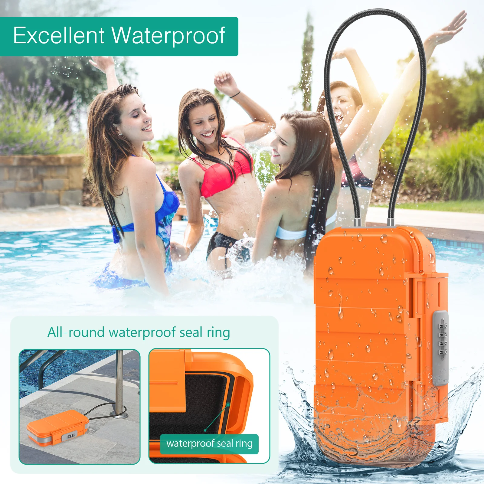 ORIA Portable Safe Box Combination Security Case Lock Box with Code Travel Safe Box Outdoor Sports Security Storage Key Box