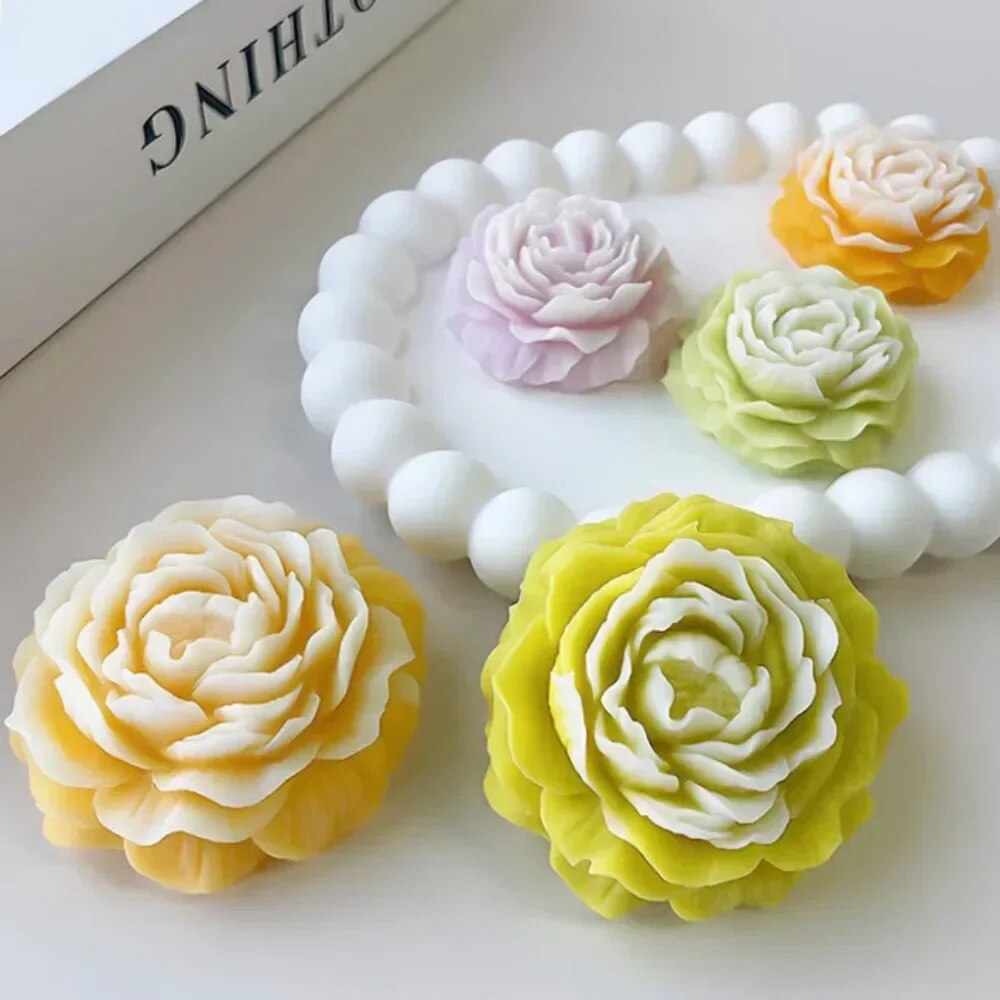 3D 牡丹キャンドルシリコーン型 DIY レリーフフラワーソープ樹脂石膏型家の装飾チョコレートケーキアイスベーキング作成ツールギフト