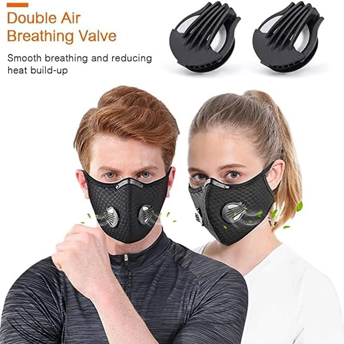 Máscara contra poeira reutilizável, lavável e à prova de vento com válvula respiratória e 5 chips de filtro para ciclismo e atividades ao ar livre