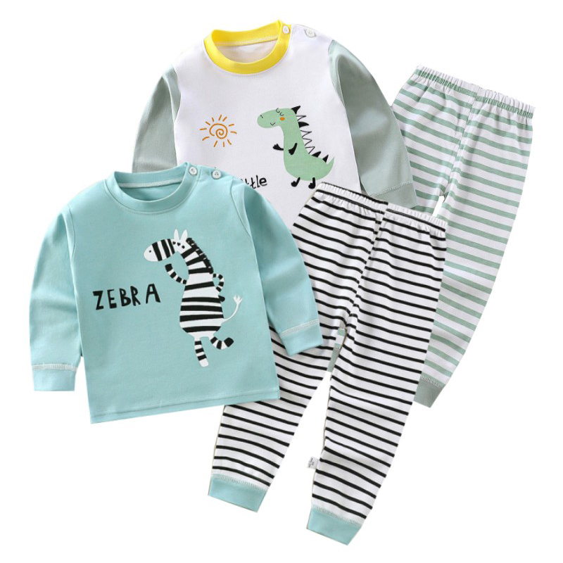 Cartoon Print Pyjama Anzug Tops + Hosen 2-teiliges Set Unterwäsche Kinder Jungen Mädchen Baby Baumwolle Nachtwäsche Frühling Herbst kleidung 1-6 Jahre