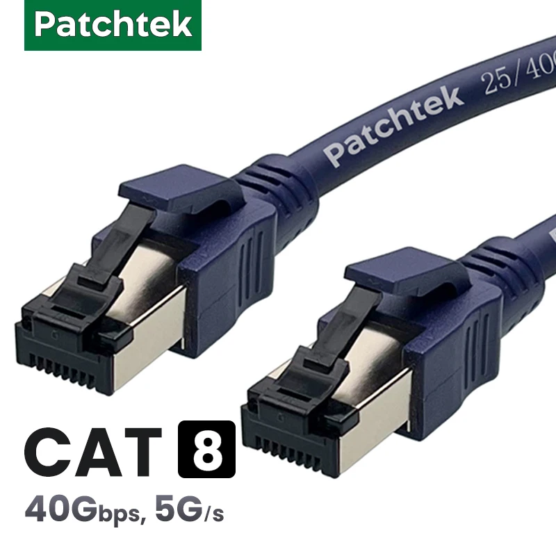 Patchtek Cat8 Lan 40G RJ45 Cable Ethernet red 0,2 M-20M SSTP 28AWG pares retorcidos 2000Mhz Cable Lan de Internet para ordenadores portátiles PS
