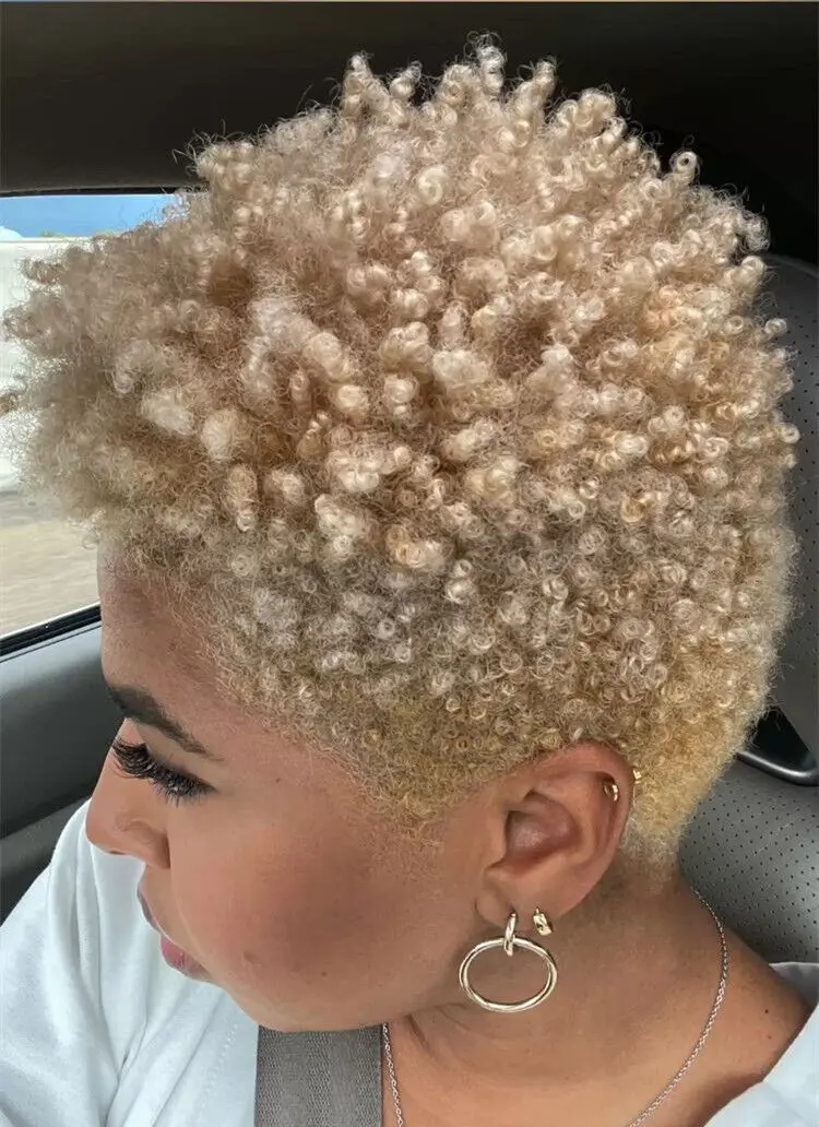 Fibra de calor rubia rizada rizada rizada rizada corta del pelo del corte de la duendecillo