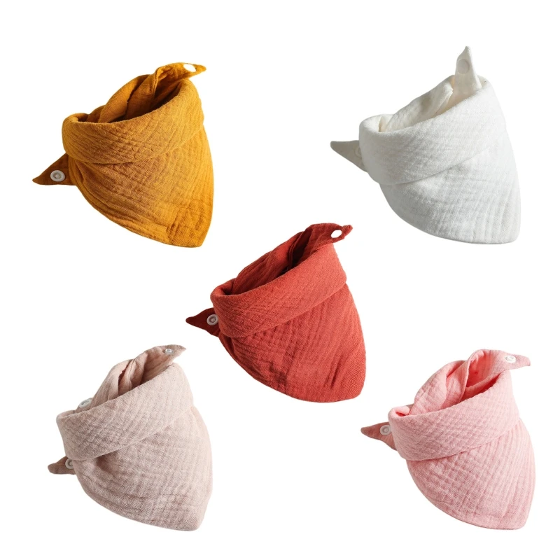 5 ชิ้นเด็ก Drool Bibs ผ้าเช็ดตัวสําหรับสามเหลี่ยมผ้าพันคอผ้าพันคอผ้าฝ้ายนุ่ม Bib ปรับปุ่ม Snap Burp ผ้าสําหรับชาย