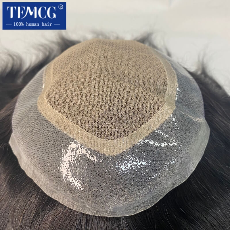 โปรโมชั่นออสเตรเลีย-คู่ชั้น 100% ผมมนุษย์ธรรมชาติ Toupee ชายผมเทียมลูกไม้ PU ฐาน Breathable ระบบวิกผมสําหรับชาย