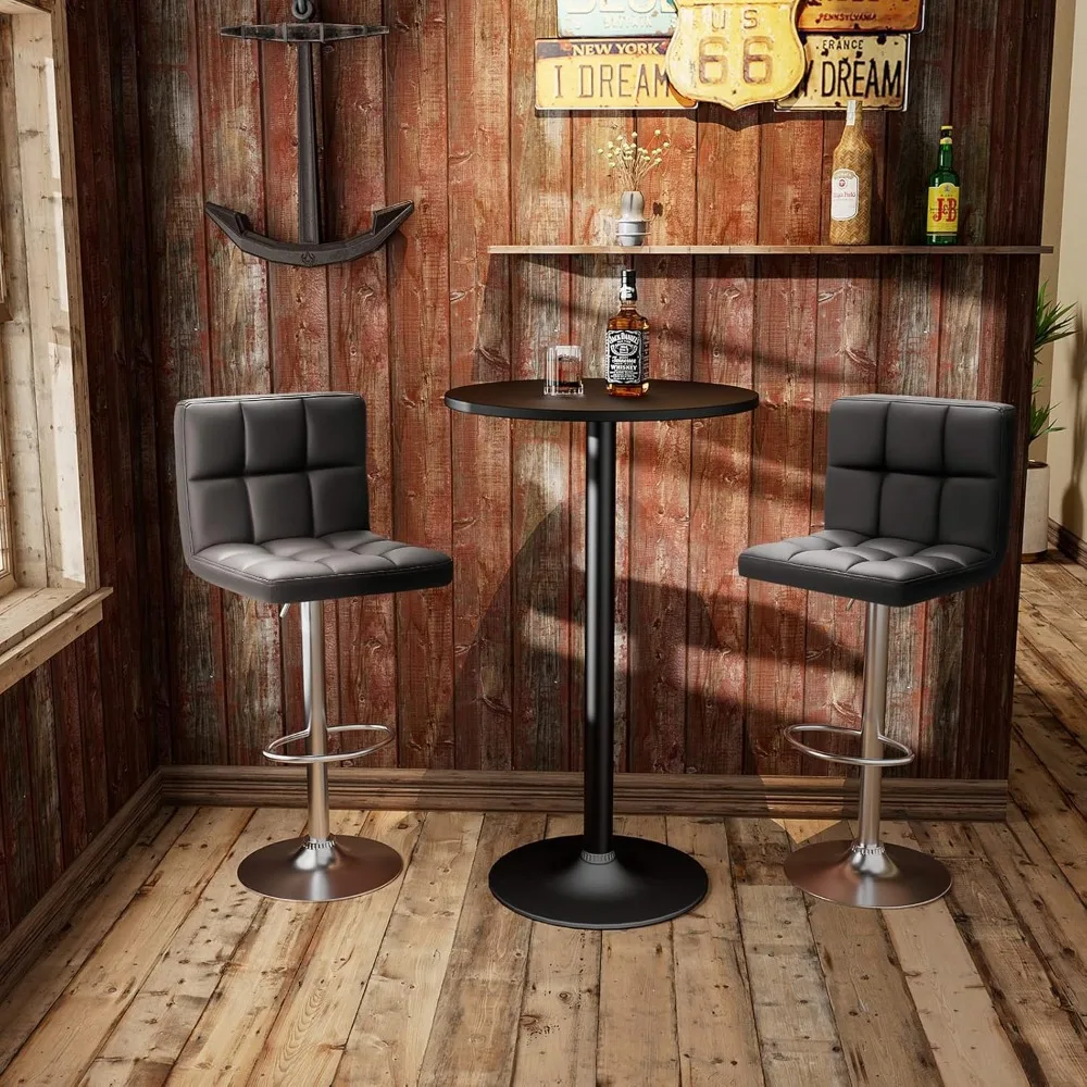 Bar Stools Modern PU Leather Adjustable Swivel Barstools, Armless Hydraulic Kitchen Counter Bar Stool Extra Height Square Island