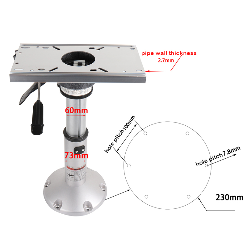 Pedestal de assento de barco com elevador a gás de alumínio com montagem deslizante - Pedestal de assento de elevação pneumático de altura ajustável alimentado por ar