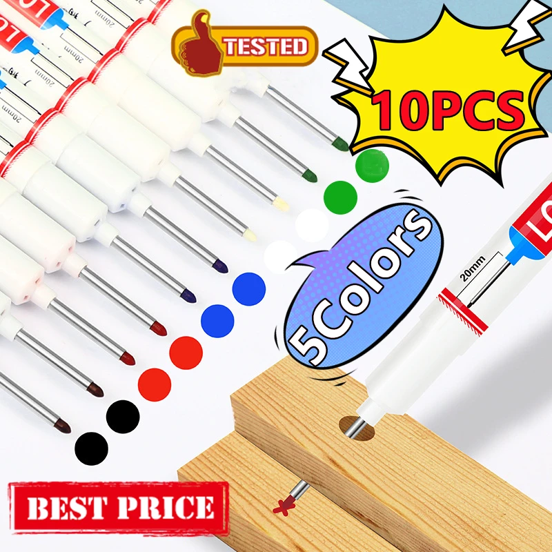 New 10/5/1PC 20mm Deep Hole Long Head Markers For Metal Perforating Pen Waterproof Bathroom Woodworking Decoration Multi-Purpose