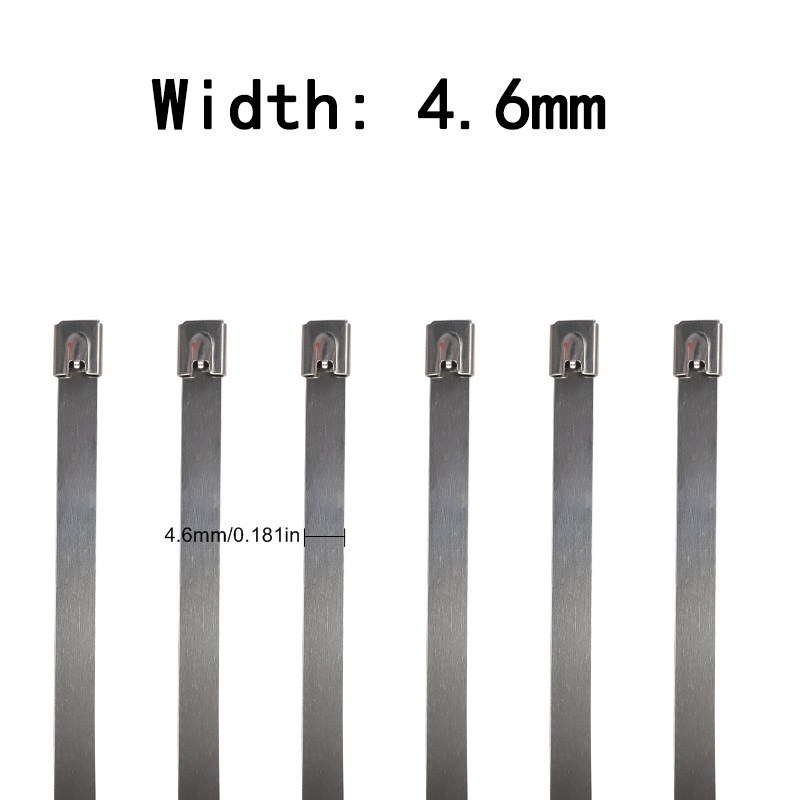 100 pz 304 # fascette per cavi in acciaio inossidabile 4.6mm fascette per cavi autobloccanti per impieghi gravosi fascette di bloccaggio per involucro di scarico in metallo multiuso