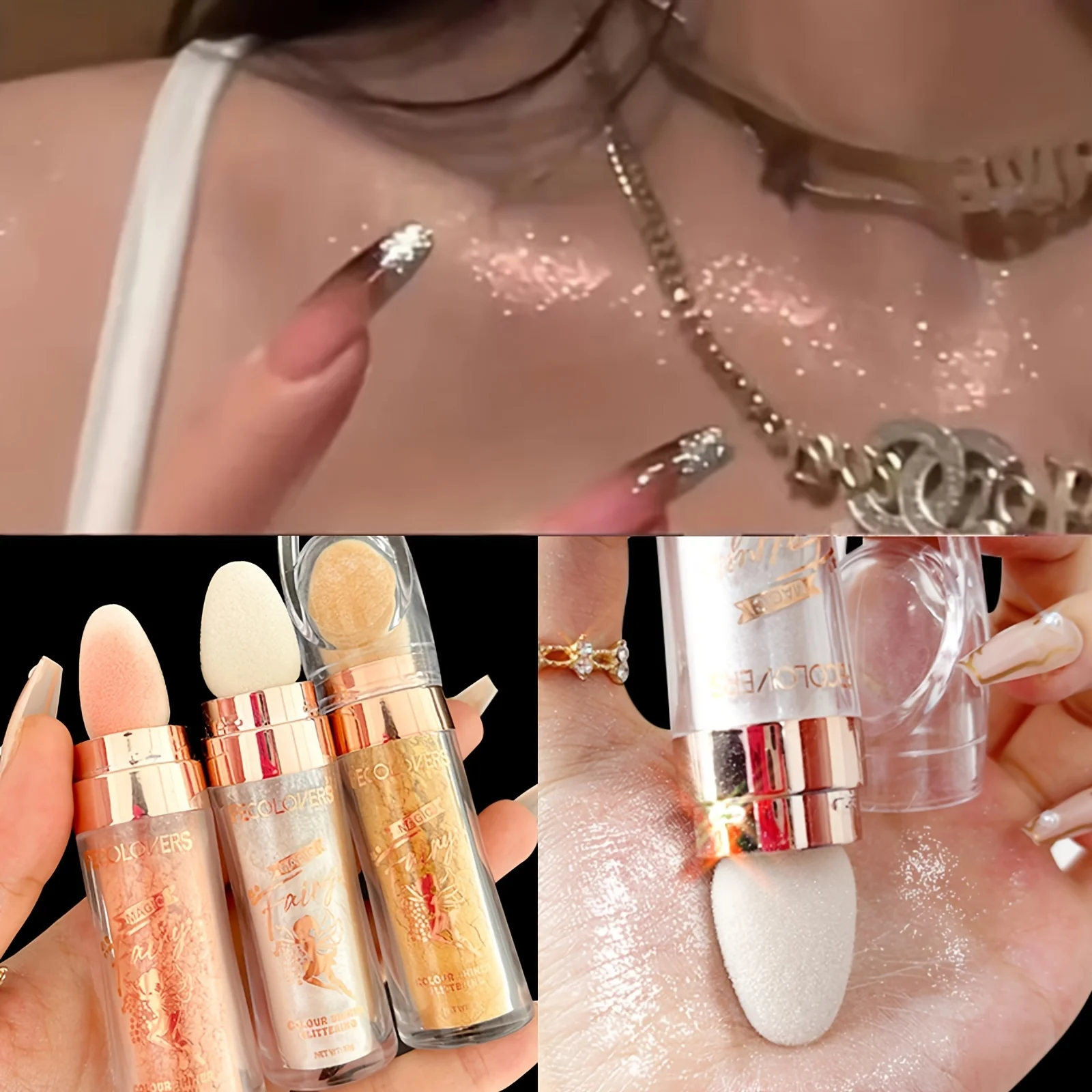 Fairy Powder Highlighter Stick, Shimmer Contour, Blush Contorno Em Pó, Sombreamento Glitter, Iluminador Maquiagem Highlighter