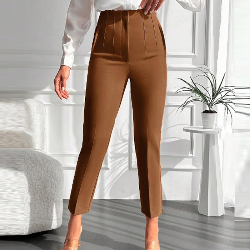 Traf senhoras calças escritório wear preto rosa branco calças para mulheres moda cintura alta calças formais roupas de escritório calças lápis