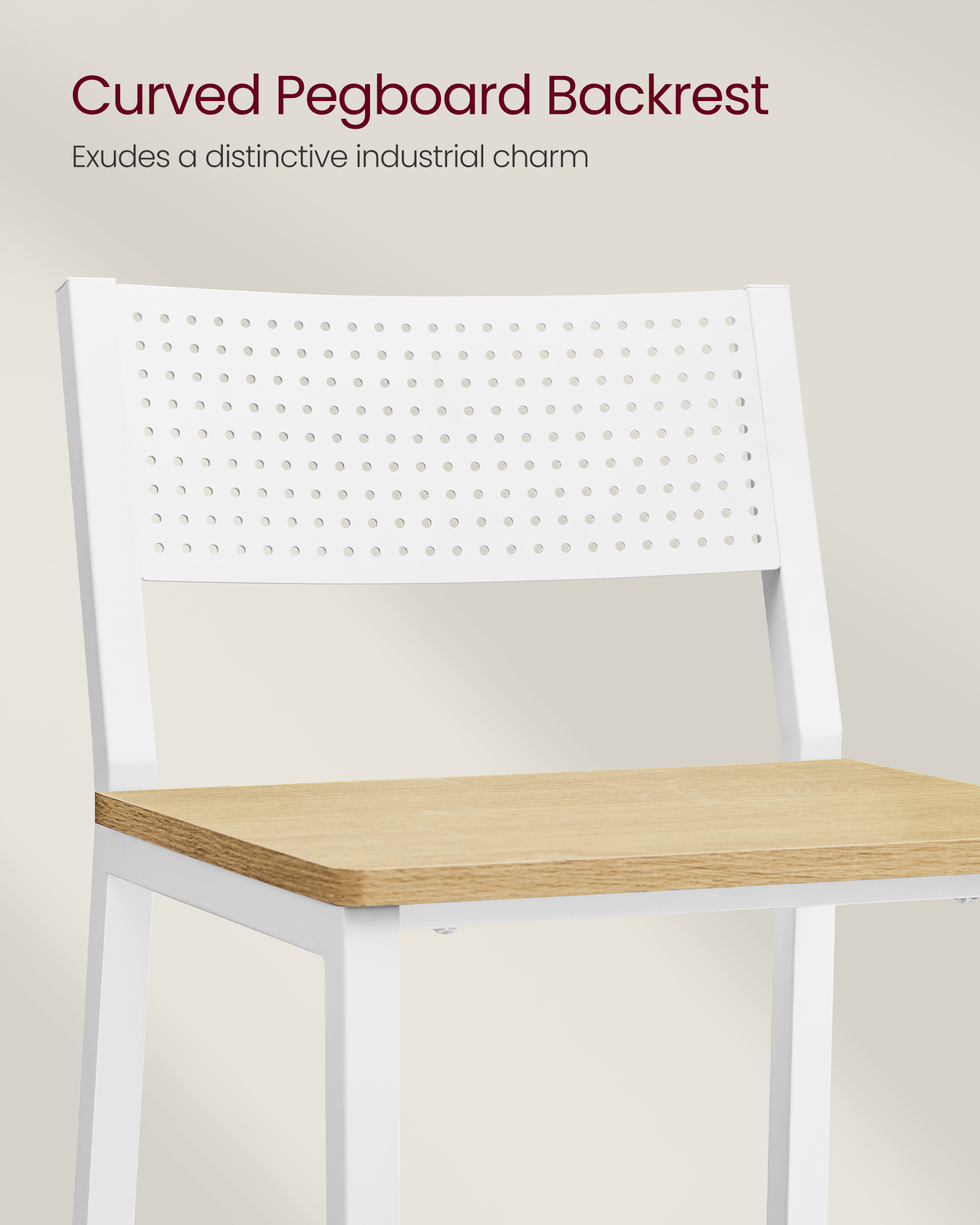 VASAGLE Breakfast Kitchen Bar Stool Set of 2, Counter Chairs, for Kitchen, Dining Room, Office, Industrial Style