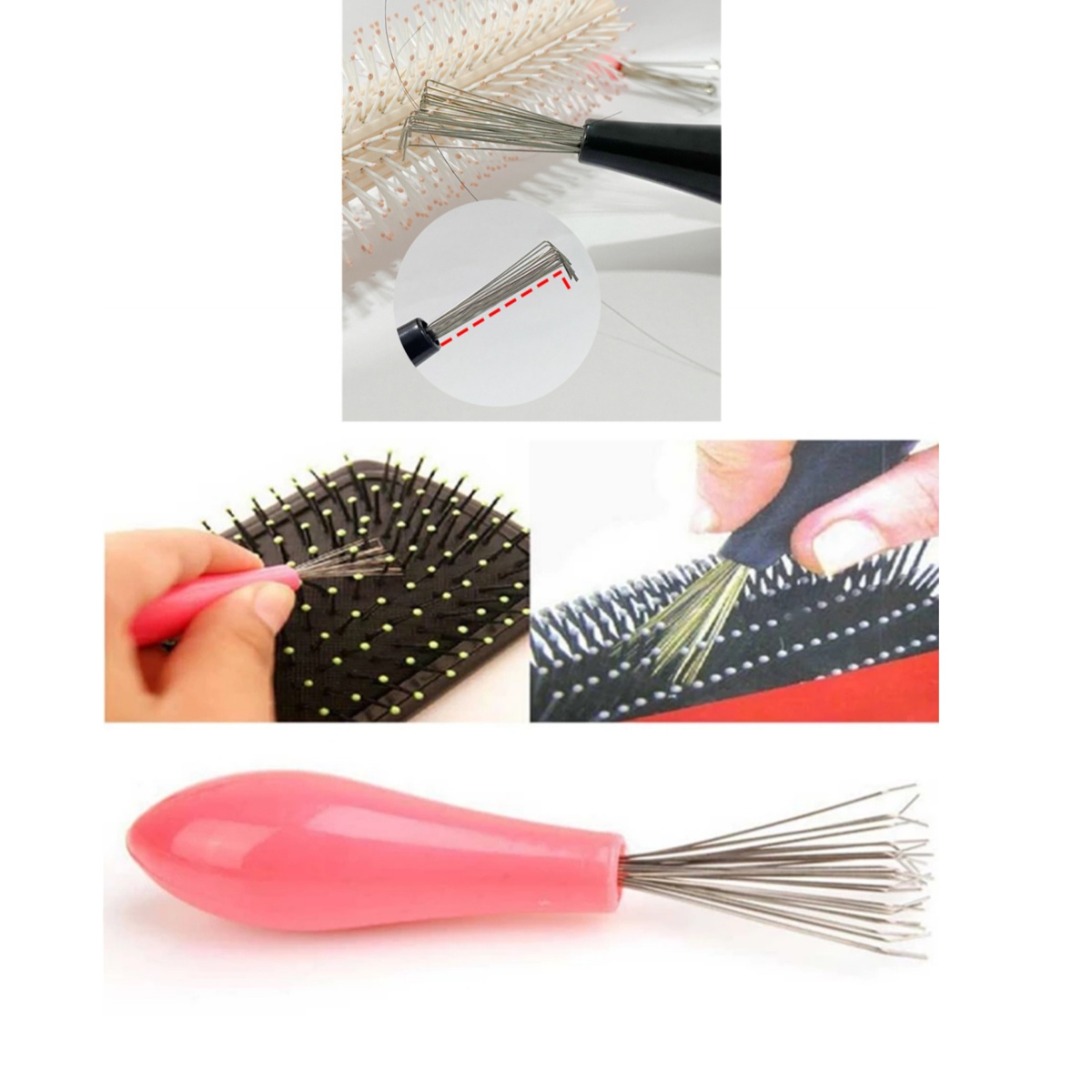 Pente escova de cabelo limpador de plástico lidar com escova de limpeza removedor embutido ferramentas de beleza produtos de limpeza suprimentos de limpeza