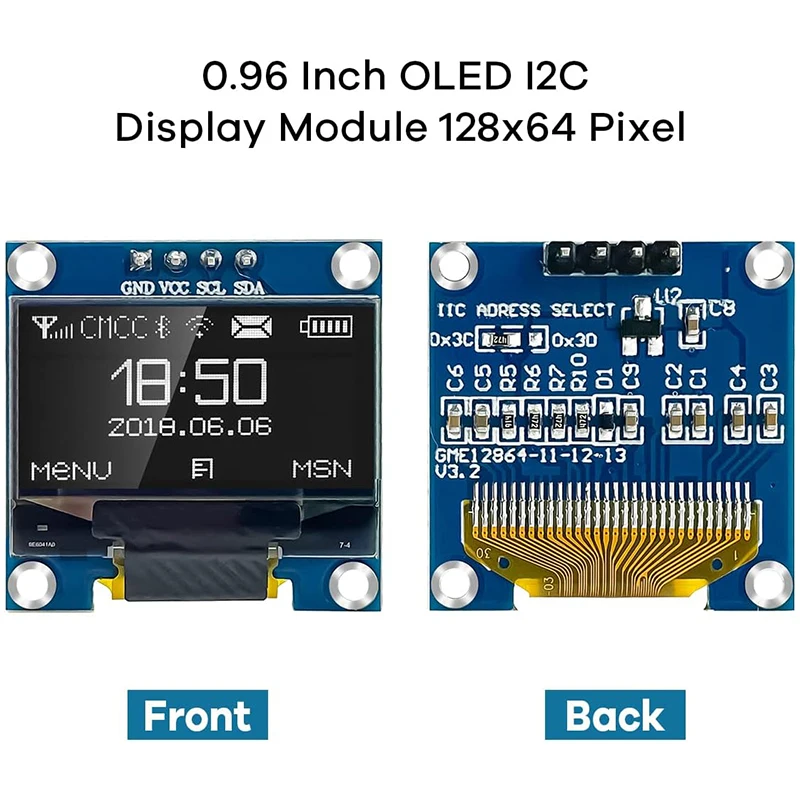 5pcs 0.96 "OLED 디스플레이 화면 모듈 SSD1306 I2C IIC SPI 직렬 128x64 3.3V-5V Arduino ESP32 ESP8266 용 파란색/파란색 노란색/흰색