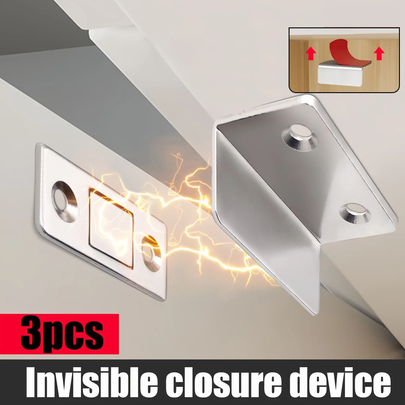 3pcs perforated sliding door magnetic suction wardrobe door self suction magnetic strip surface mount suction device invisible
