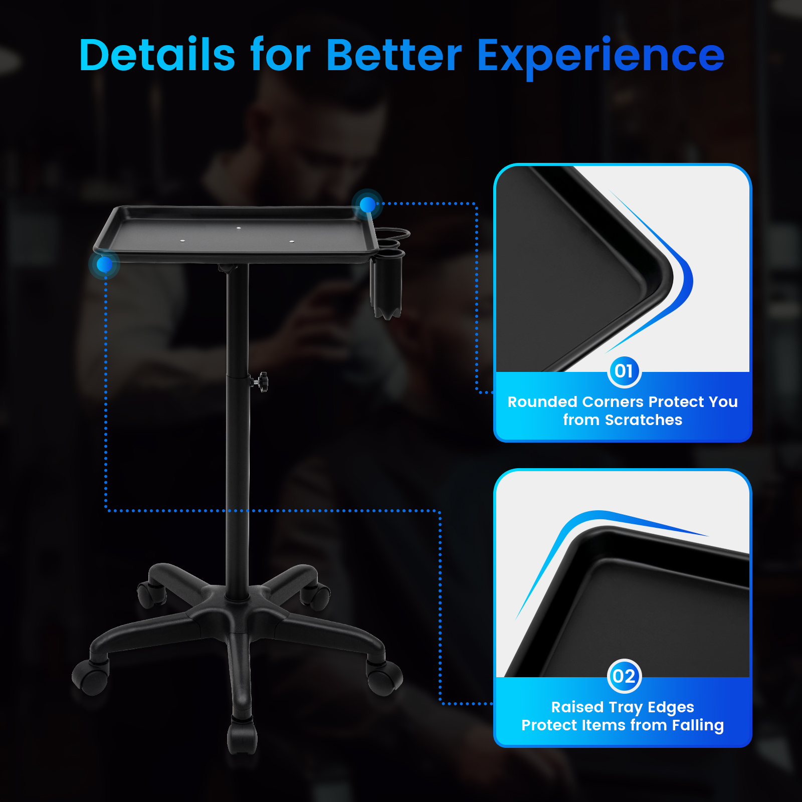 Mobile Salon Spa Beauty Tattoo, carrello per attrezzi per parrucchieri, carrello per tintura per capelli ad altezza regolabile, utilizzato per la bellezza del tatuaggio di bellezza del salone