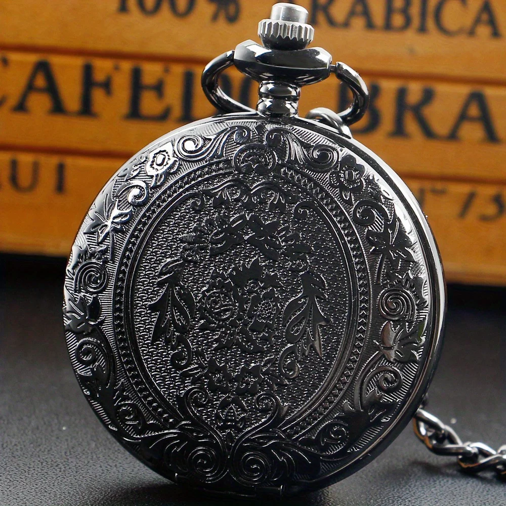 Klasyczny rzeźbiony zegarek kieszonkowy L48 z klapką, zegarek w stylu retro dla mężczyzn i kobiet, wiszący zegarek kieszonkowy na prezent
