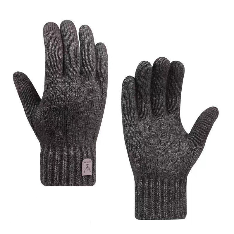 New men's warm gloves for winter touch screen plus velvet thickened cold-proof and warm wool knitted gloves