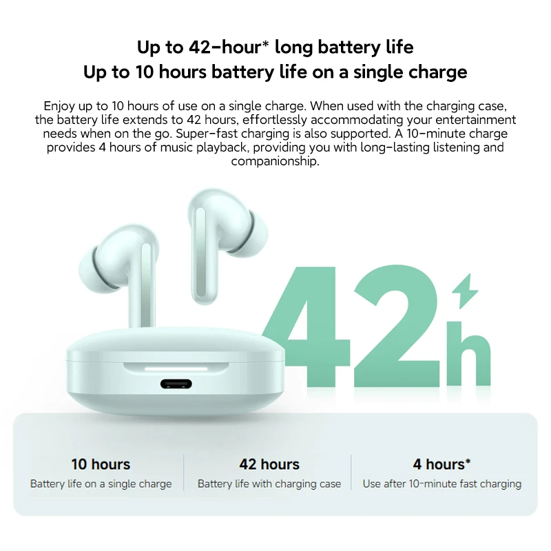 Global Version Xiaomi Redmi Buds 6 Up to 49dB active noise cancellation Up to 42 hours of listening with charging case