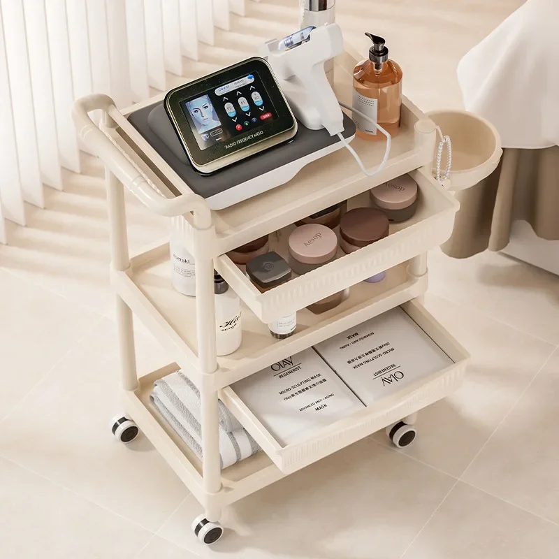 Chariot à cosmétiques portable avec roulettes, support de rangement de beauté mobile, évaluateur esthétique, salons de beauté et esthéticiens
