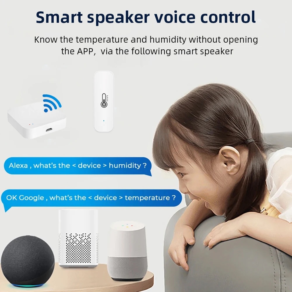 Tuya-Sensor de temperatura y humedad Bluetooth, Mini Compatible con aplicación remota Bluetooth, termómetro, higrómetro, Sensor para el hogar