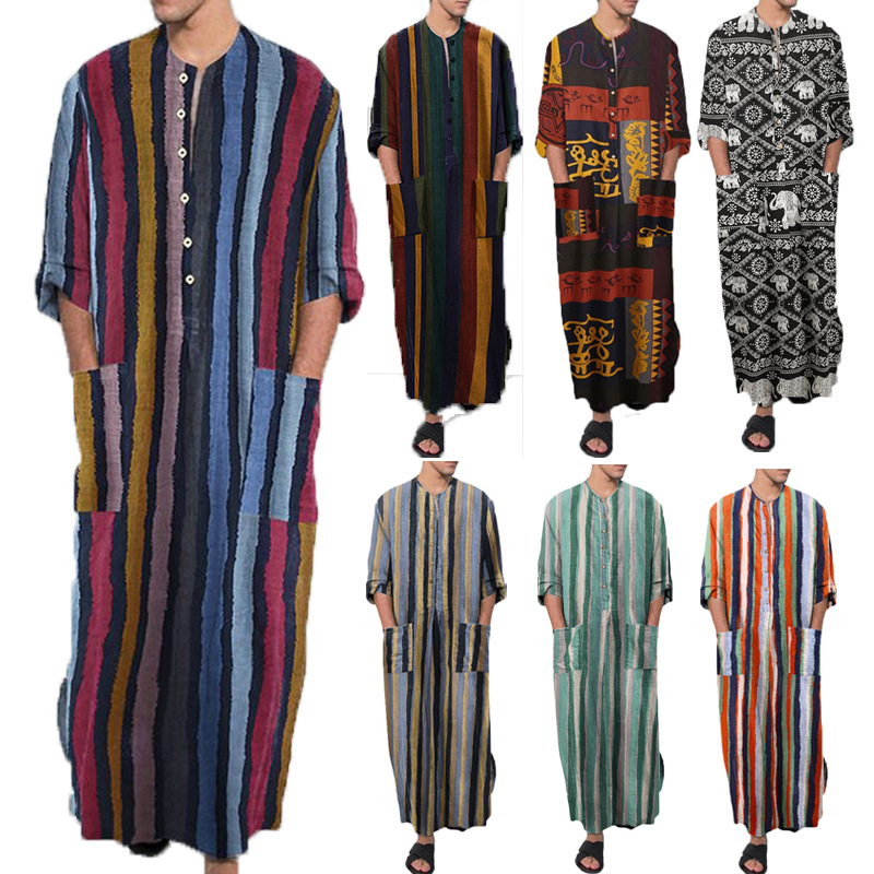 Vestes longas árabes do Oriente Médio para homens, Jubba Thobe Kaftan, roupas masculinas islâmicas, Abaya árabe muçulmano, vestido Dubai, MY895