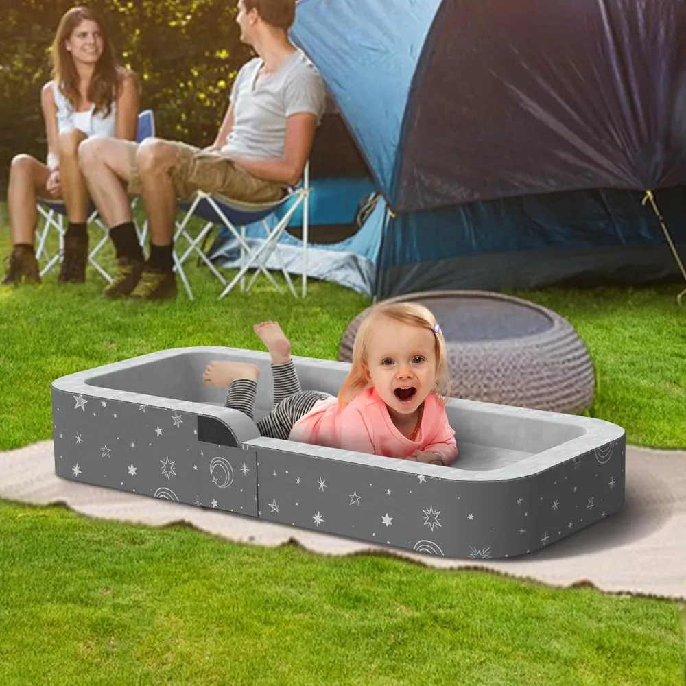 Toddler Travel Bed, Portable Travel Beds - Foldable Soft Foam Floor Cot with Washable Cover
