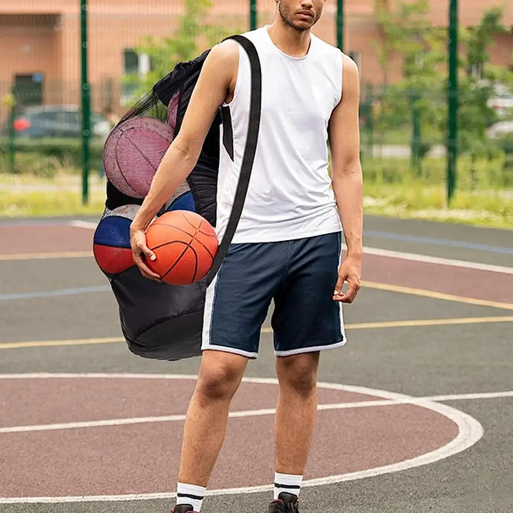 Drawstring กีฬาลูกกระเป๋าฟุตบอลตาข่ายกระเป๋าบาสเกตบอลกระเป๋าเป้สะพายหลังฟุตบอลฟุตบอลวอลเลย์บอลลูกกระเป๋าเก็บอุปกรณ์ว่ายน้ํากระเป๋า