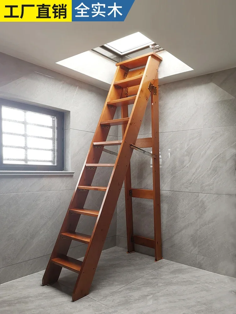 Scale per soffitta in legno massello scala a spina di pesce 678 gradini addensato per uso domestico scala in legno pieghevole scala in legno stoo