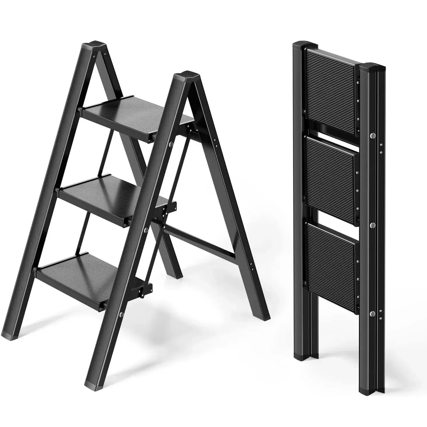 2-3-4 Scaletta Sgabello pieghevole leggero in alluminio Ampio pedale antiscivolo 150 kg di carico Scaletta portatile per ufficio domestico