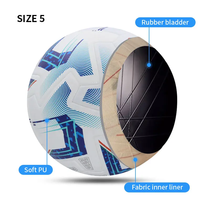 ลูกฟุตบอลมาตรฐานมืออาชีพอย่างเป็นทางการขนาด 5 ฟุตบอลไม่มีรอยต่อ Soft PU สวมใส่คุณภาพสูง Match Training Balls