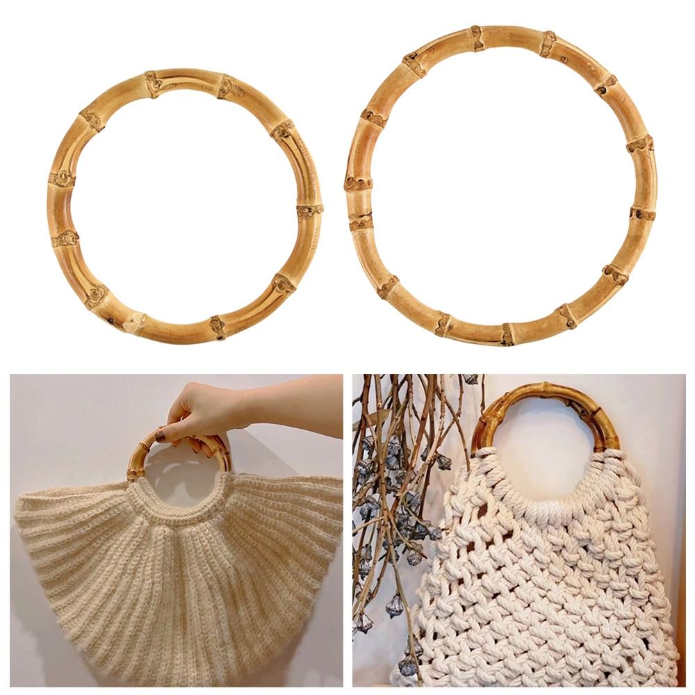 Round Shape Bamboo Bag Handles Handmade Handbag DIY Tote Purse Bag Frame Replacement Handles Making Bag Accessory