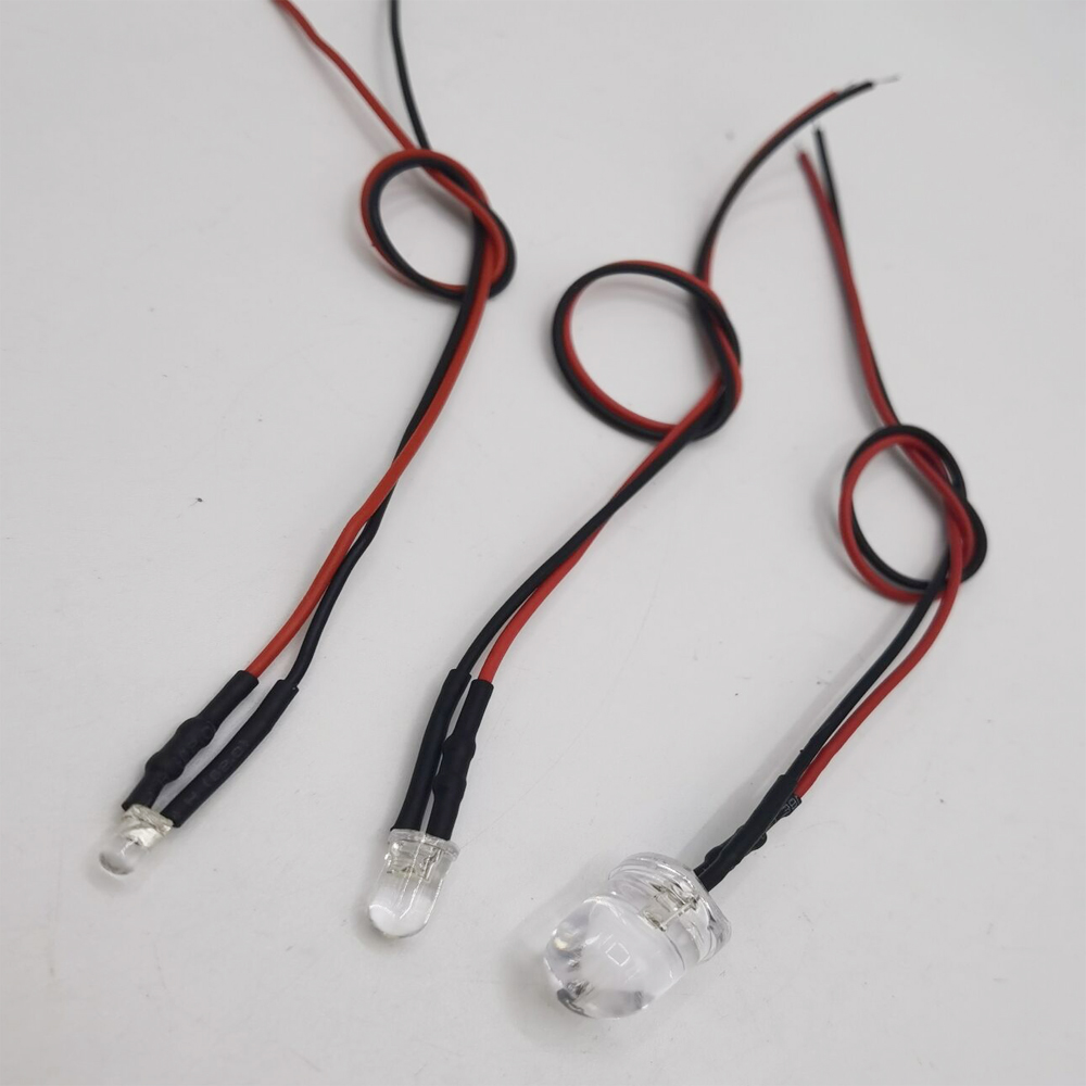 DC12V 10 Stück 3 mm/5 mm/8 mm/10 mm rot/grün/blau/RGB weiß UV runde vorverdrahtete wasserklare LED mit Kunststoffhalter