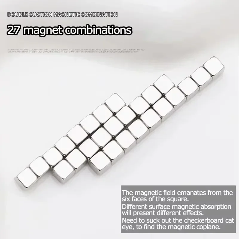 Cube magnétique œil de chat pour ongles, bâton carré magnétique puissant 9D/5D, bande de ligne de vernis Gel œil de chat, outil de conception de manucure à faire soi-même, 27 pièces