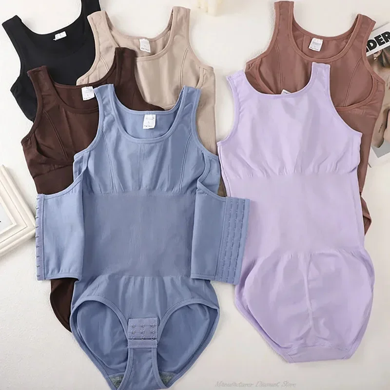 2025 New Bodysuit Shapewear with Zipper Belt Women Tummy Control Fajas Body Shaper Waist Trainer Slimming Cincher Corset Tops