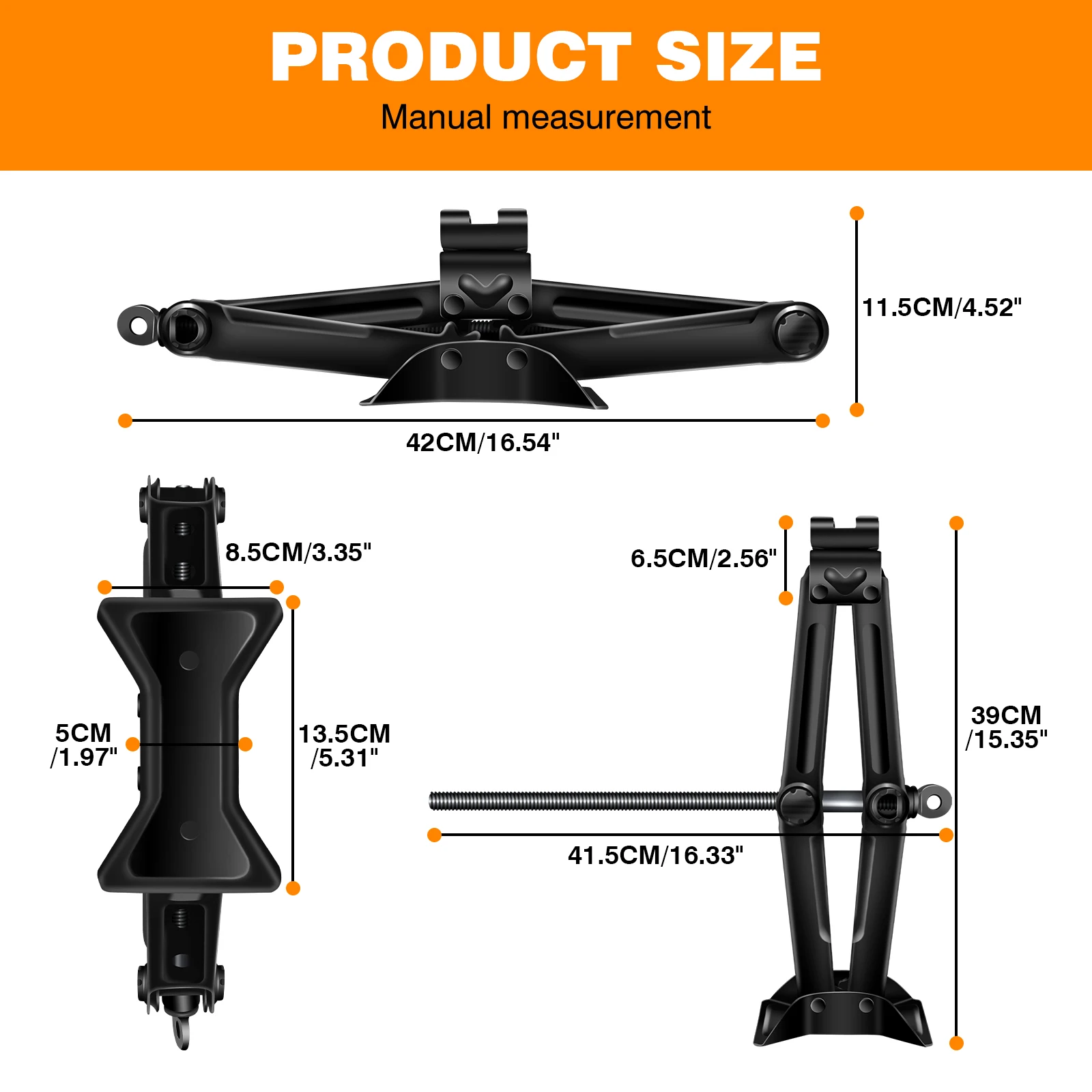 DayPlus Crane Lifting Jack 2 Ton Rustproof Scissor Car Jack Floor Lift Scissor Jack with Speed Handle Height from 90mm to 385mm