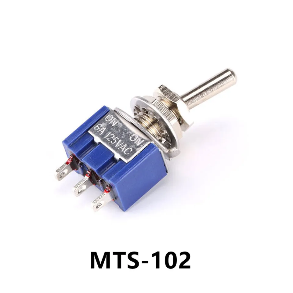 10 Buah/Banyak Biru Mini MTS-102 3-Pin SPDT ON-ON 6A 125VAC Mini Toggle Switch MTS-103 3-Pin ON-OFF-ON