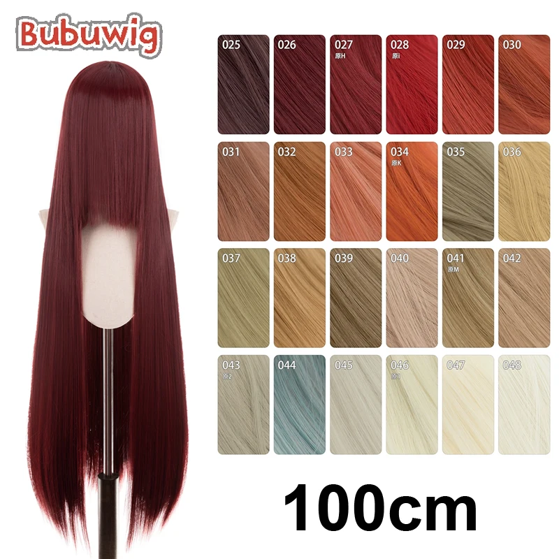Bubuwig cabelo sintético 100cm longo reto cor pura perucas cosplay mais de 100 cores rosa laranja loira verde peruca resistente ao calor