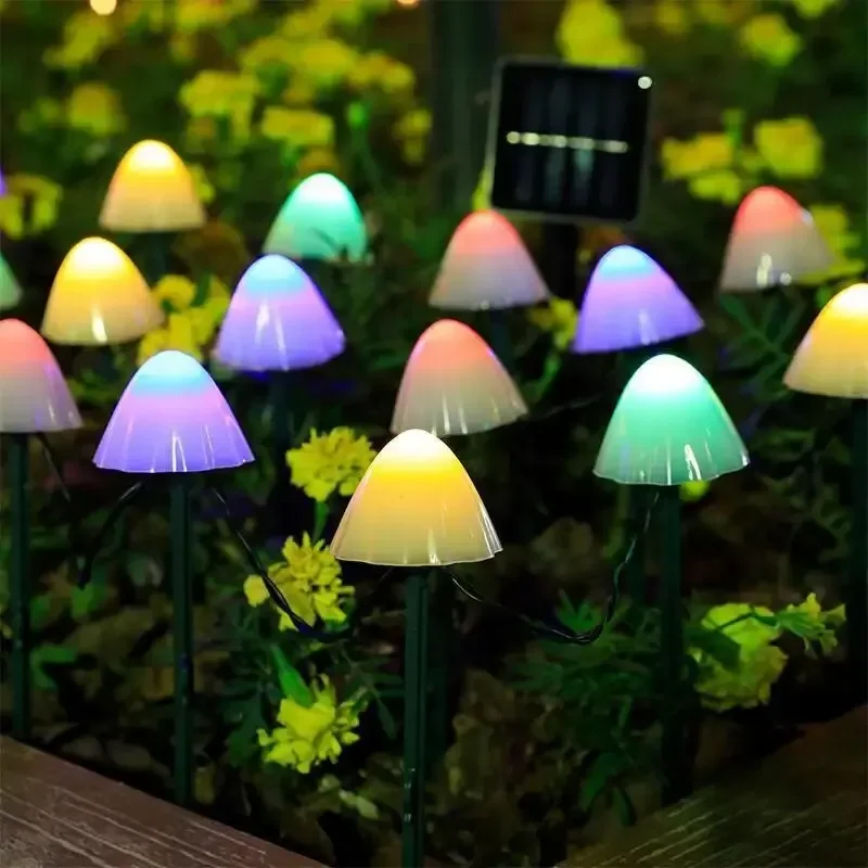 10 LED พลังงานแสงอาทิตย์ไฟเห็ดกันน้ํากลางแจ้งตกแต่งไฟถนนสําหรับสนามหญ้าสวนลานตกแต่งวันหยุดคริสต์มาส