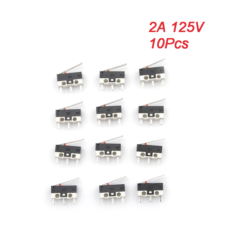 10 шт., микро концевой рычаг, 2 А, 125 В