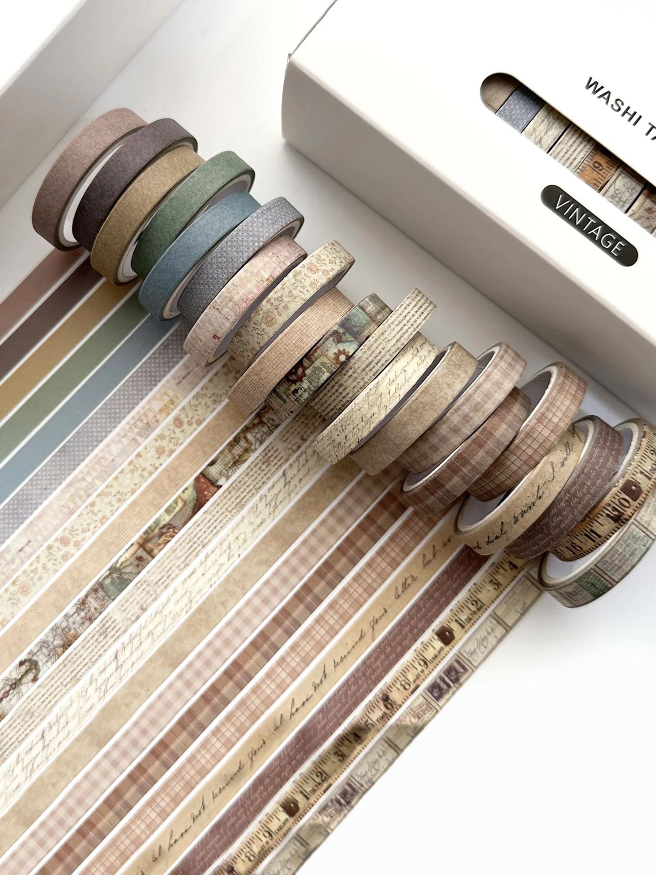 20 Rolls Of Thin Strips Of Washi Tape Box, Delicate Flowers, Plant Patterns, Handbook Tape, Student Diary Decoration, Creative W