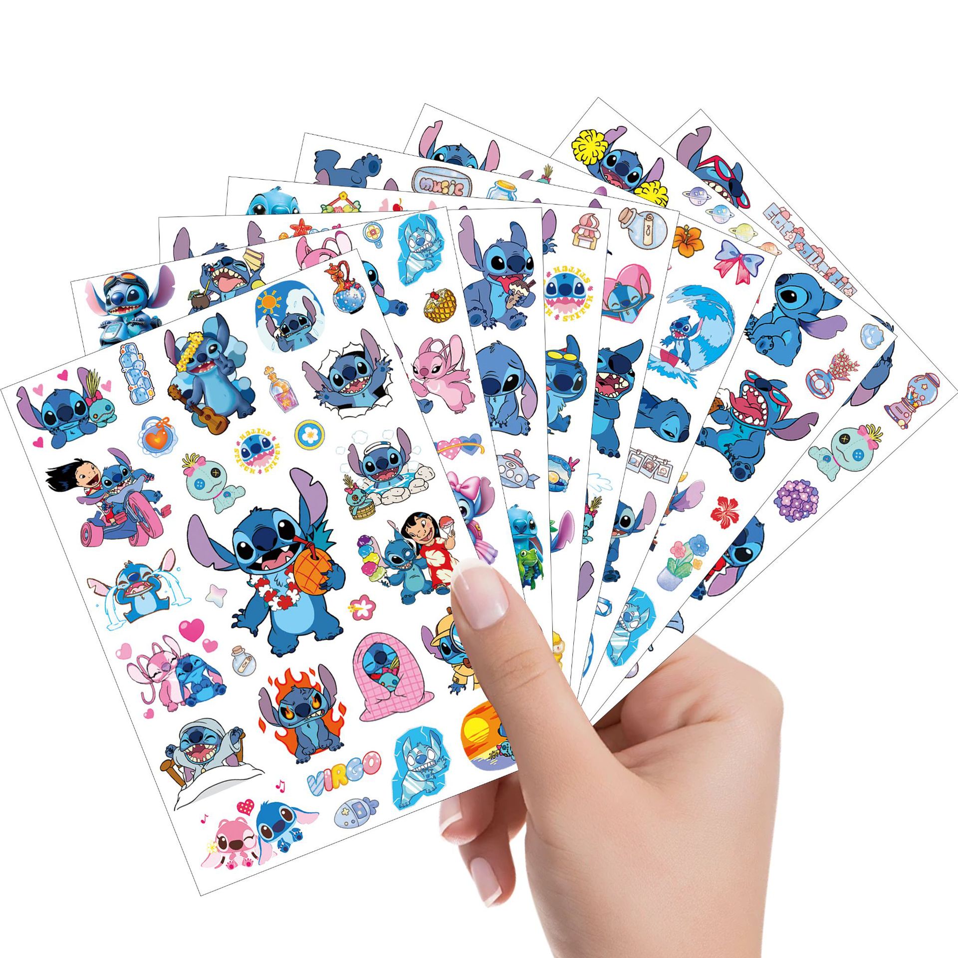 4Sheets Disney Cute Cartoon Lilo & Stitch Stickers DIY Diary Tattoo Stickers Stitch Birthday Party Decoration Fun Classic Toy