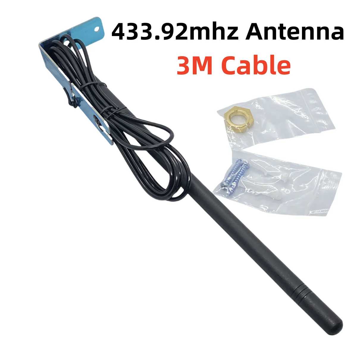 Antena universal de cabo 433mhz 3m para portão de garagem, repetidor de sinal de rádio, à prova d'água, 433.92mhz, antena de controle de portão