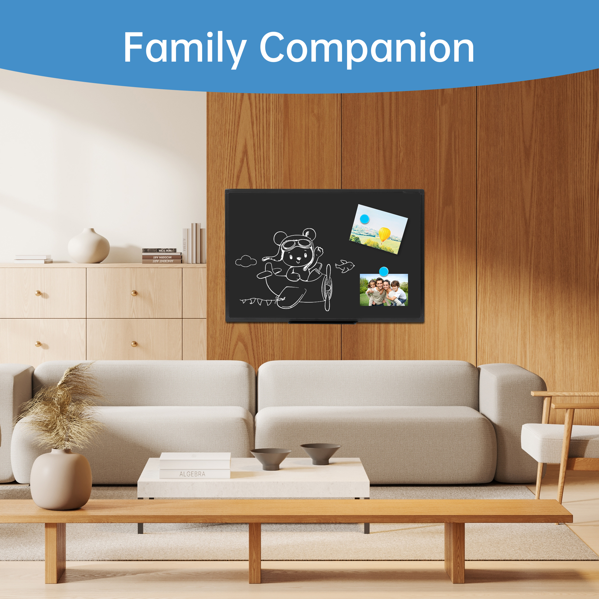 Deli Magnetic Blackboard Dry Erase Board, 36" x 24" Wall Mounted Black Board with Aluminium Frame for School and Home