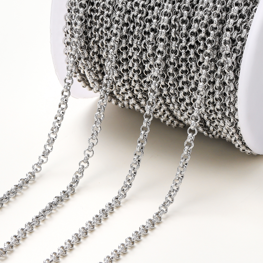 1Meters/Roll 4mm 14K 18K Gold Plated Brass Cross Link Chains Jewelry Making Bulk Chains For DIY Handmade Craft Accessories