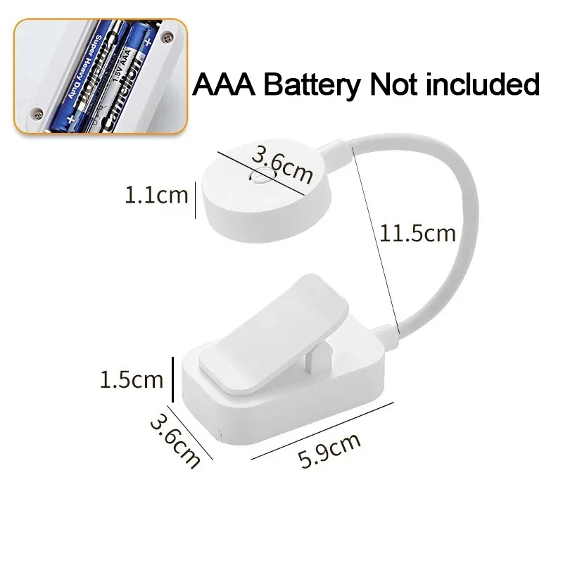 Mini Clip Book Lamp LED Table Lamp Eye Protection 3 Colors Battery Powered USB Night Light Portable Bedside Student Reading Lamp